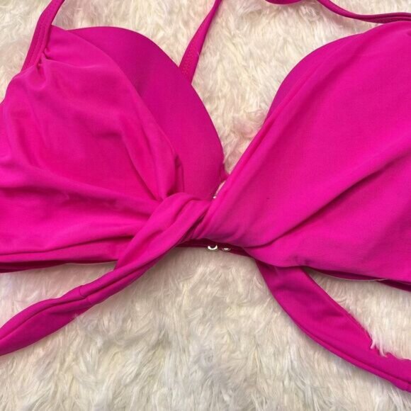 Victorias Secret The Wrap Halter Bikini Top in Neon Lotus - Picture 4 of 7